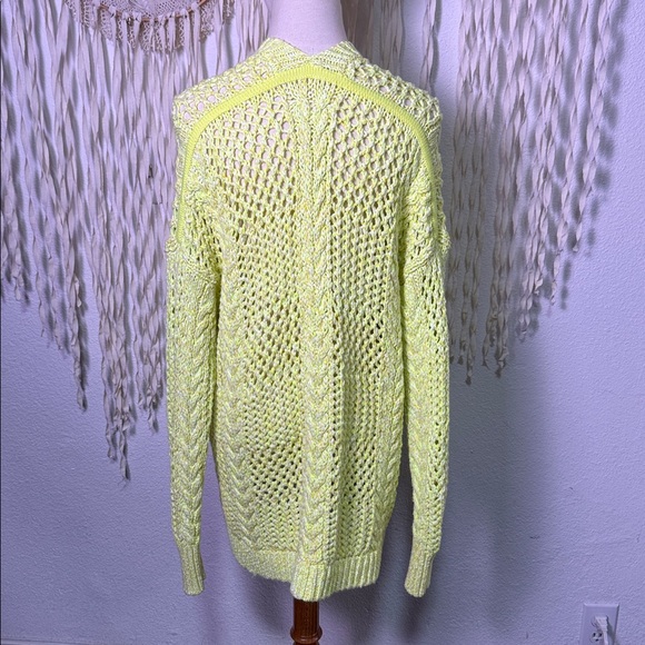 Anthropologie Serenity Open Front Cardigan in Neon Highlighter Yellow size XS/S - Picture 7 of 13